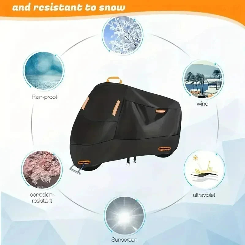 Motorcycle Cover Waterproof All Season Dustproof UV Protective Outdoor Indoor Scooter Wear-resistant Fabric Motorbike Cover