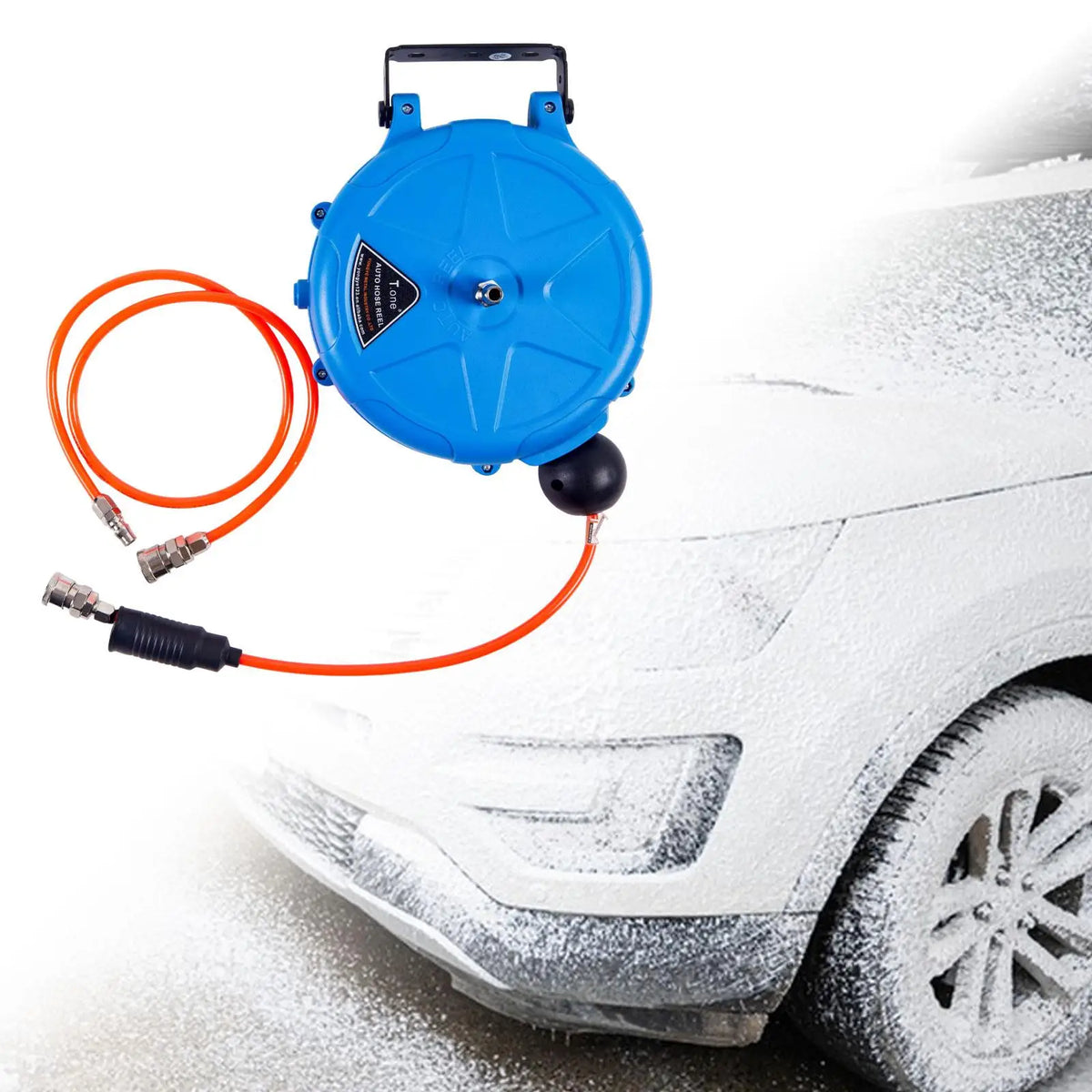 Automatic Retractable Air Hose Reel with 10M Air Hose Slow Retraction for Outdoor Car Washing Workshop Garage Garden Watering
