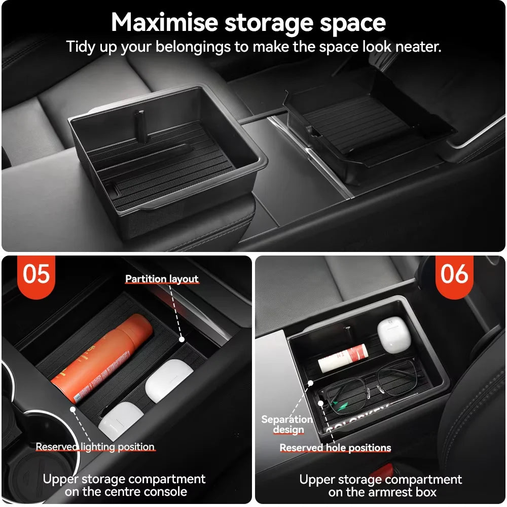 Center Console Hidden Storage Box for Tesla Model 3 and Model Y
