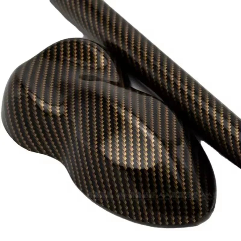 Carbon Fiber Vinyl Wrap – Glossy Black/Gold, Waterproof Car Sticker - image 2