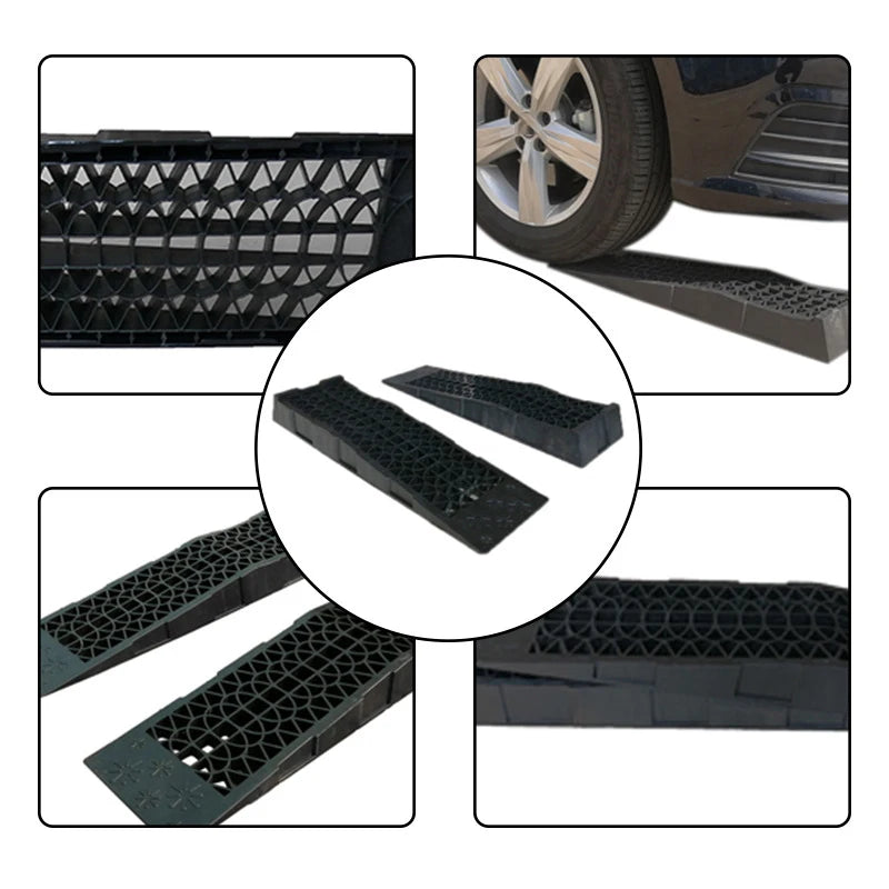 2pcs 5000KG Capacity Heavy Duty Car Ramps 70cm Plastic Portable Loading Access Ramps Lift Repair Maintenance Jack Lift Tool