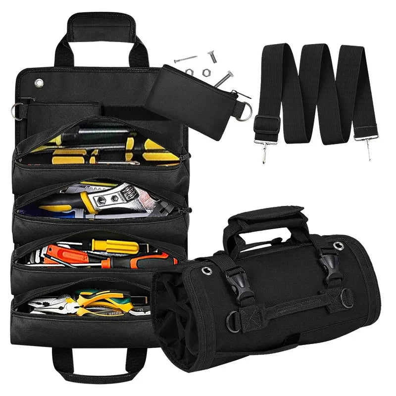 Tool Bag Organizer - Small Tool Bag With Detachable Pouches, Heavy Duty Roll Up Tool Bag Organizer With 6 Tool Pouches