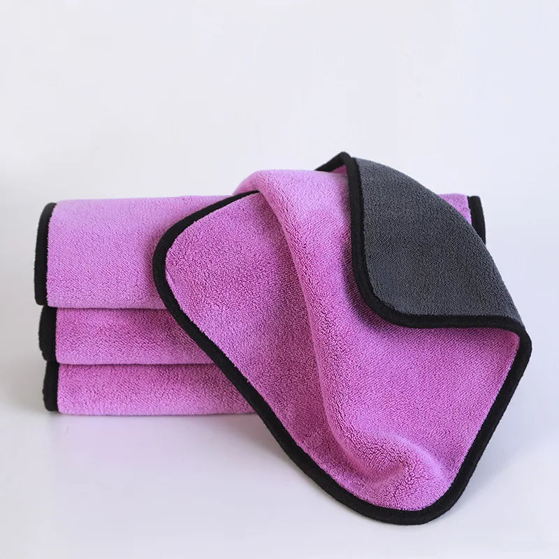 Absorbent Microfiber Car Cleaning Towel with Hemmed Edge