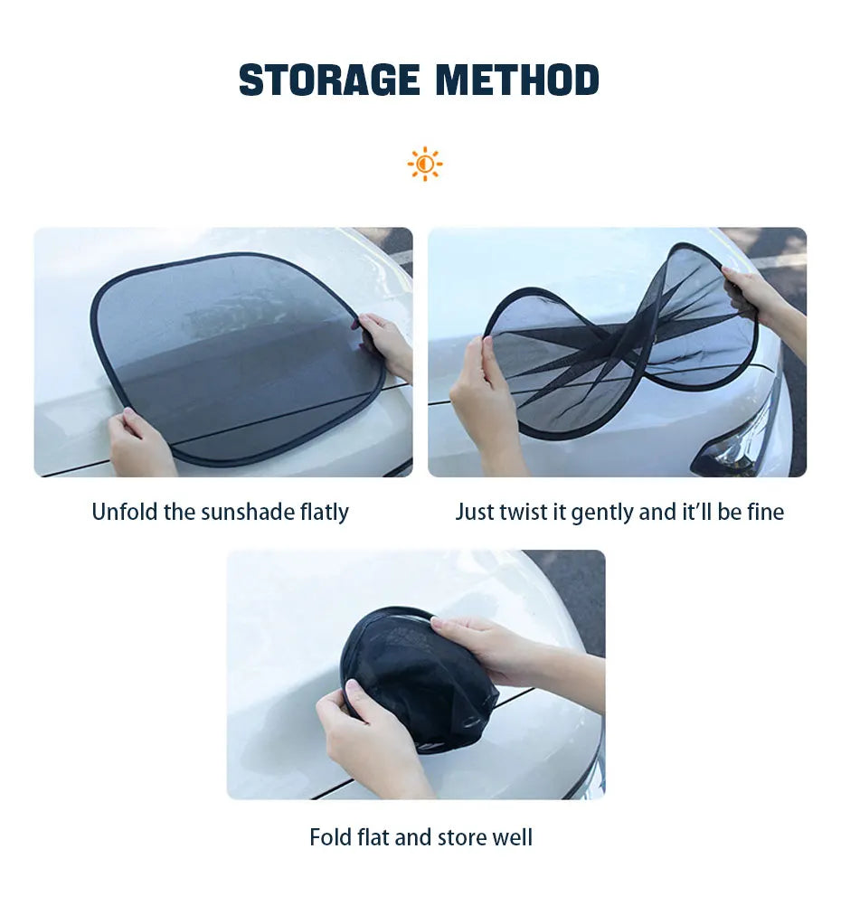 Suction Cup Side Window Sun Shade Curtains, Set of 2