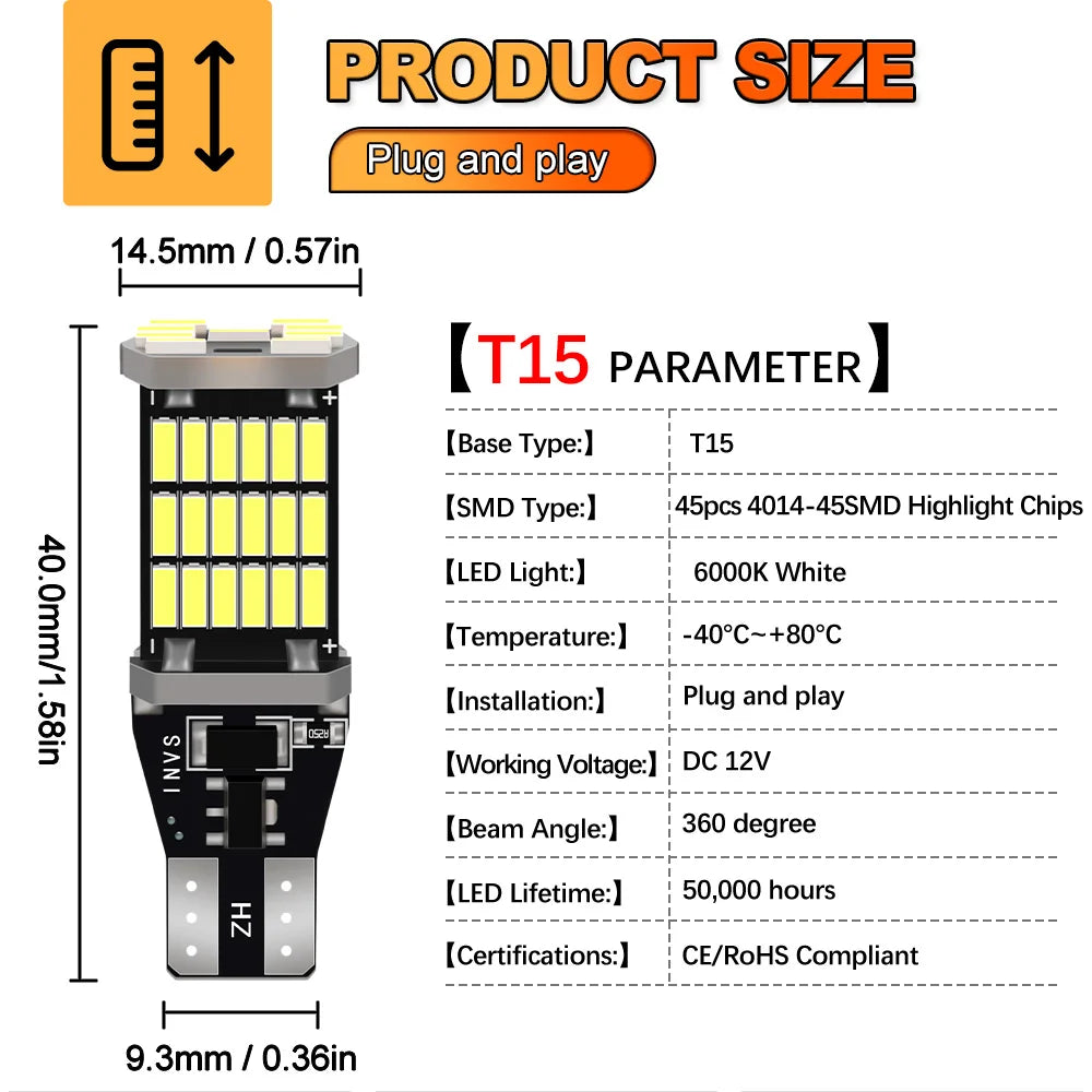 T15 921 LED Backup Light Bulbs for Chevy Silverado 2014-2023 - image 8