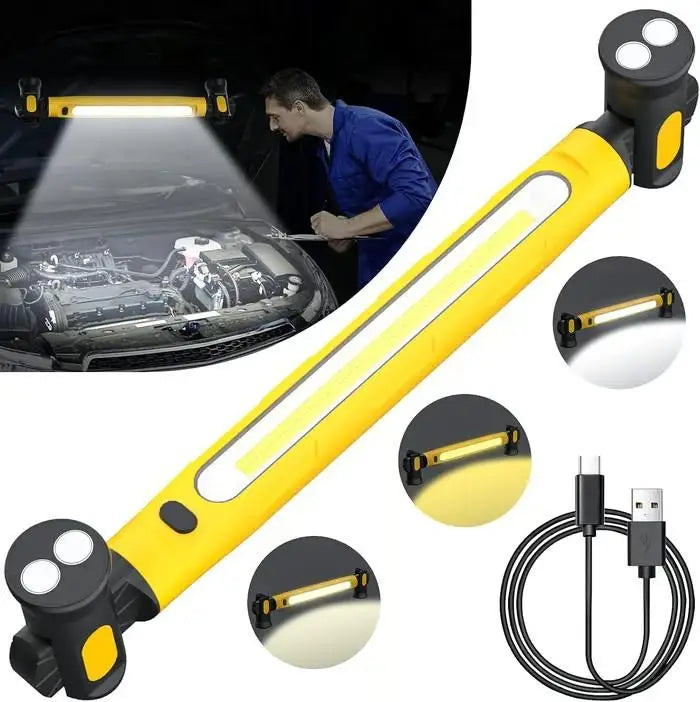 LED Magnetic Work Light Rechargeable Underhood Work Lamp With Hooks & Rotating Magnetic Base For Car Repairing Emergency Q1J1