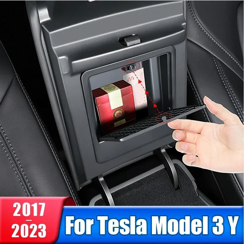 Hidden Key and Card Box for Tesla Model 3 and Model Y Armrest (2019-2023)