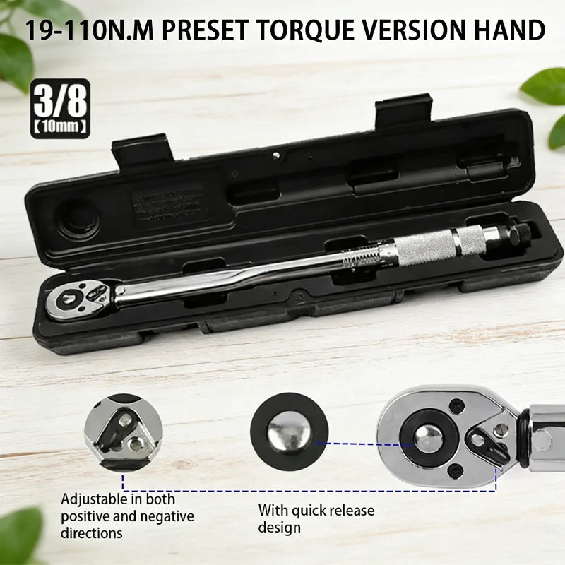 19-110N.m Car Motorbike Disassembly Tool Professional Adjustable Torque Wrench 3/8'' Drive Spanner Hand Tool torque wrench