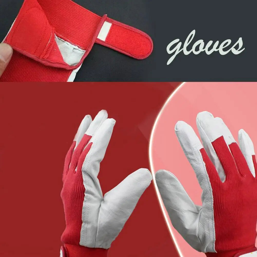 1pair Mechanic Work Glove Leather Welding Coat Heavy Industrial Glove Red White Heavy Sports Protective Gloves Sport Glove