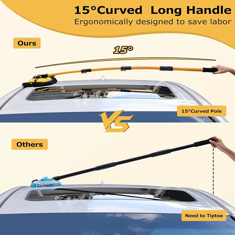 Car Wash Mop Cleaning Brush Telescoping Long Handle Cleaning Mop Retractable Bent Bar Car Wash Brush Car Cleaning Tools