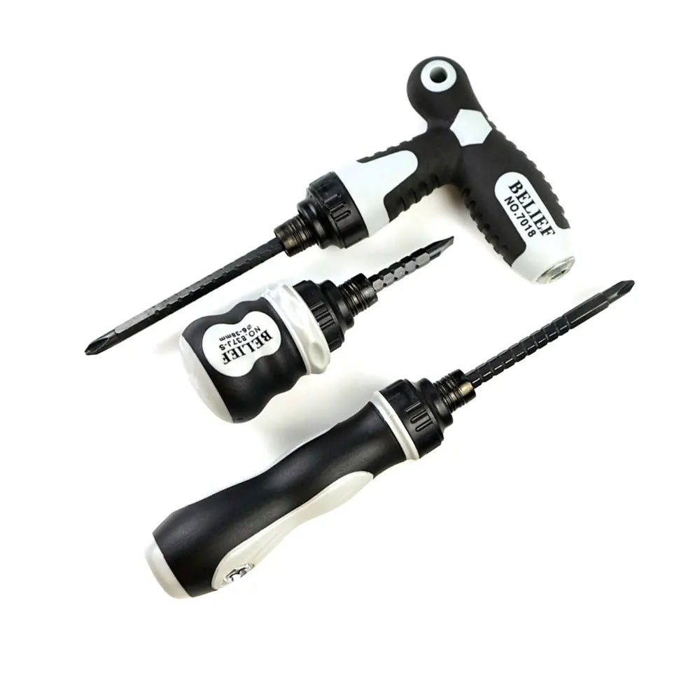 Ratchet Screwdriver Set Mini Cross Groove Drill Dual Purpose Small Slotted Telescopic Labor-Saving Screwdriver Hand Tool