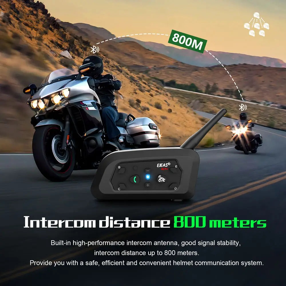 EJEAS V6 Pro+ Motorcycle Bluetooth Intercom Headset, 800m IP67 - image 12