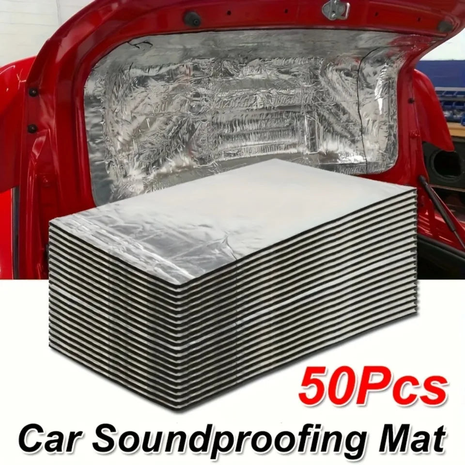 Car soundproofing mats 50 pack, self adhesive heat shield for doors, roof and engine bay