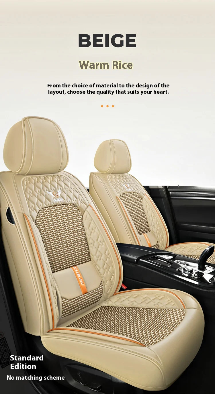 5-Seat Synthetic Leather Car Seat Cover Set with Lumbar Support