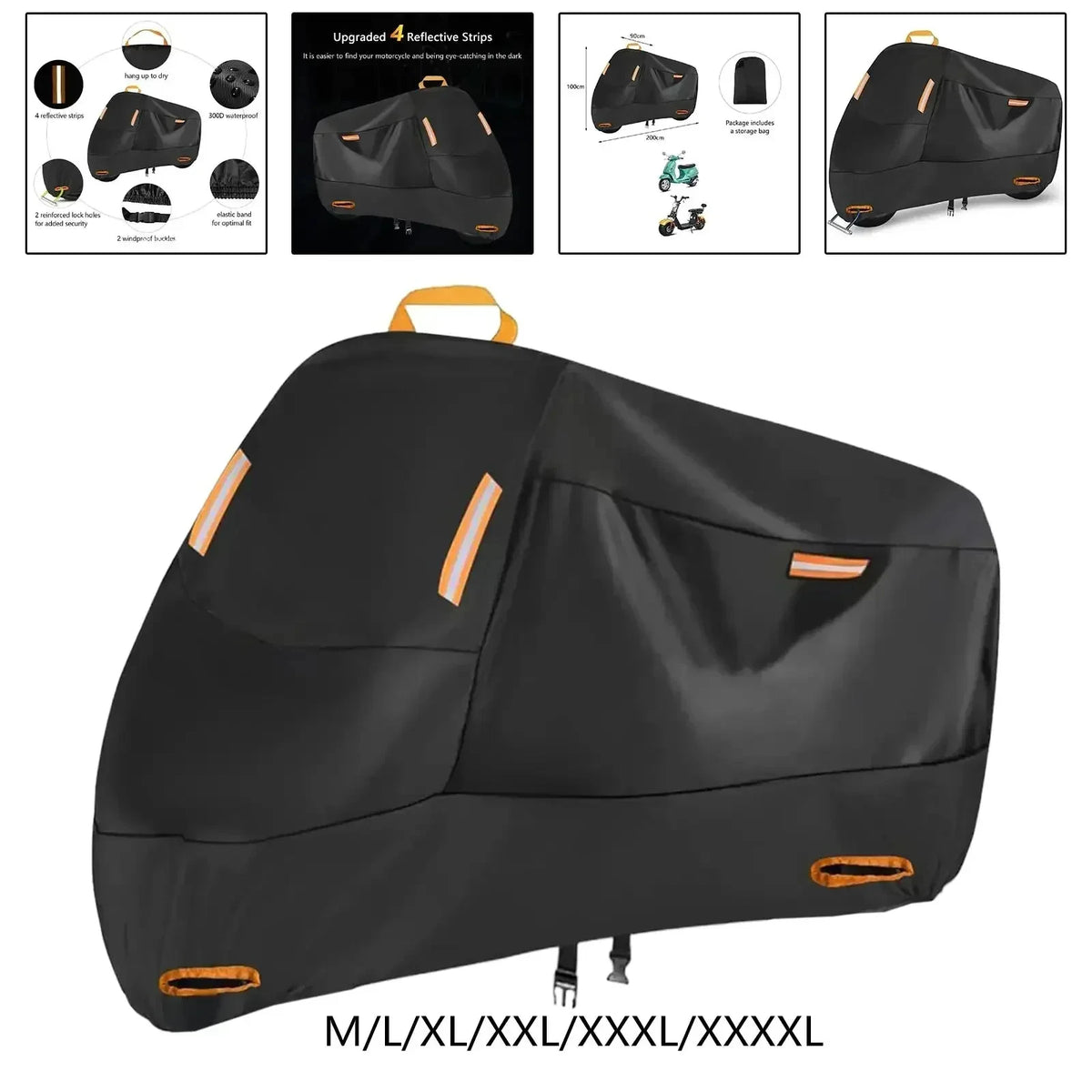 Motorcycle Cover Waterproof All Season Dustproof UV Protective Outdoor Indoor Scooter Wear-resistant Fabric Motorbike Cover