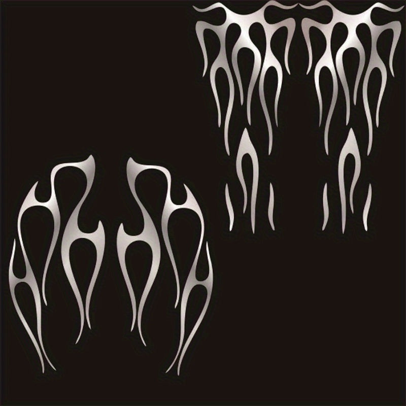 Silver Flame Motorcycle Tank Decals, Waterproof Universal Fit - view 9