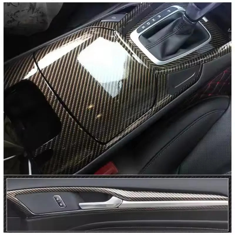 Carbon Fiber Vinyl Wrap – Glossy Black/Gold, Waterproof Car Sticker - image 3