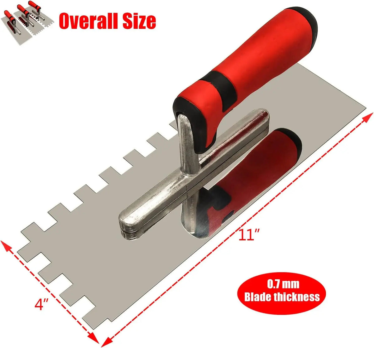 1pcs Tile Tools Stainless Steel Square Notched Trowel Masonry Hand Kit for Wall Floor Tiling Installation