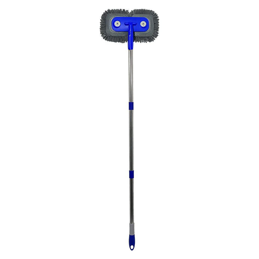 Car Cleaning Brush Double Head Car Wash Brush Telescoping Long Handle Car Wash Mop Soft Hair Chenille Broom Auto Cleaning Brush