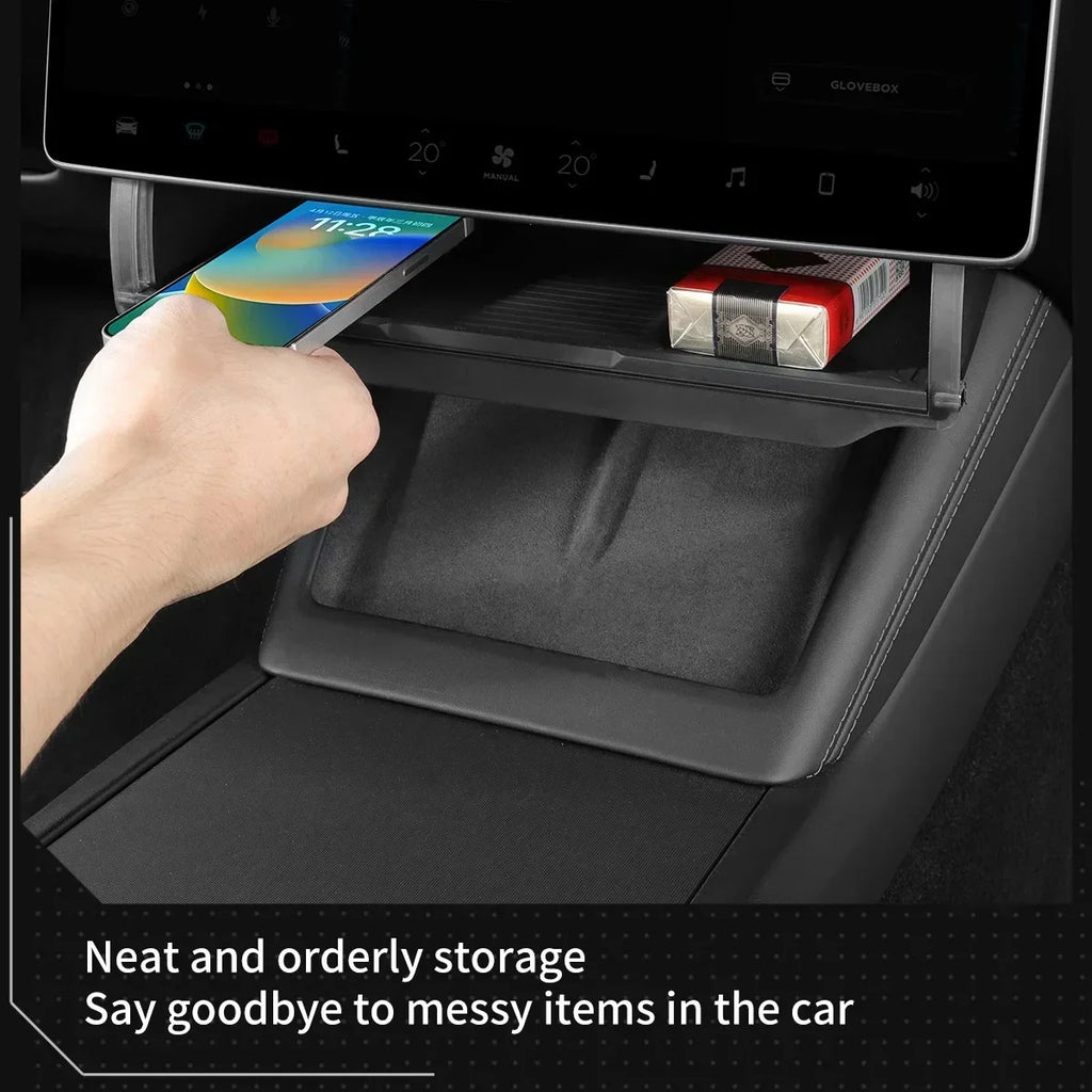 Under Screen Hidden Storage Tray for Tesla Model 3 and Model Y