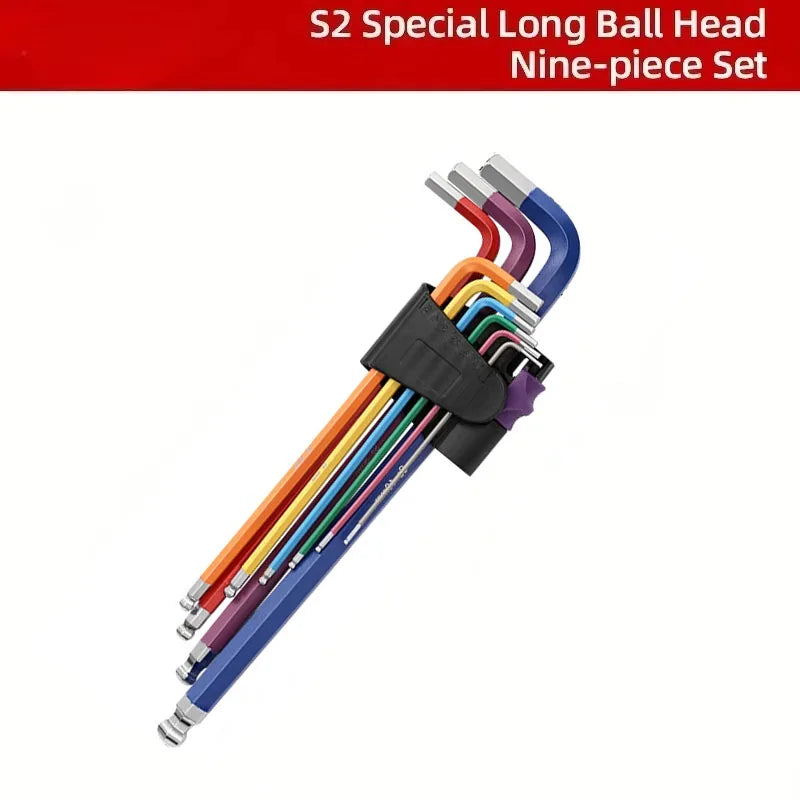 9pcs Industrial Ball End Hex Key Set Heavy Duty Color Coded Allen Wrenches