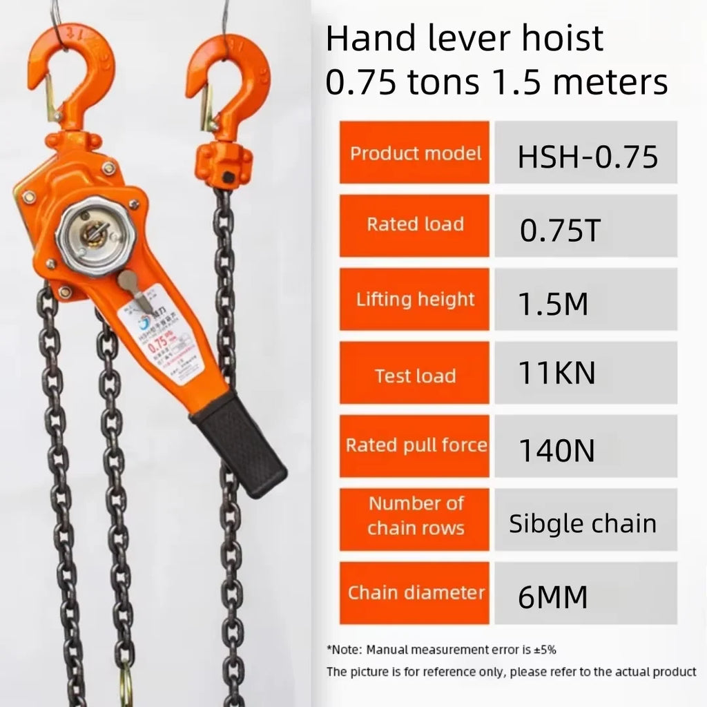 0.75 Ton/1.5 Ton/2 Ton Manual Ratchet Lever Hoist Hand Chain Coist Pulley Block Wire Rope Tensioner Lifting Fastening Tool