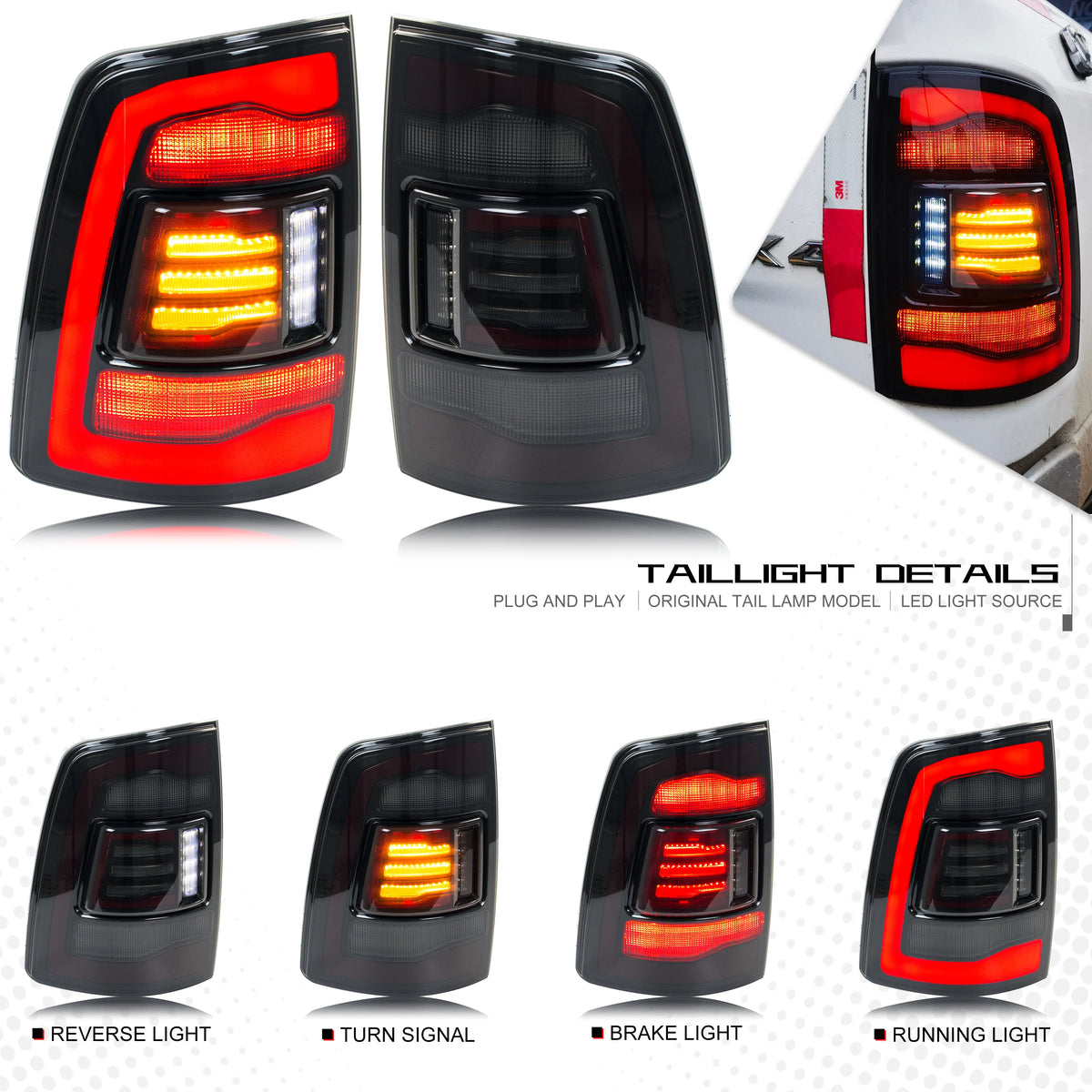 Sequential LED Tail Lights for Dodge Ram 1500 2500 3500 2009-2018 - image 2