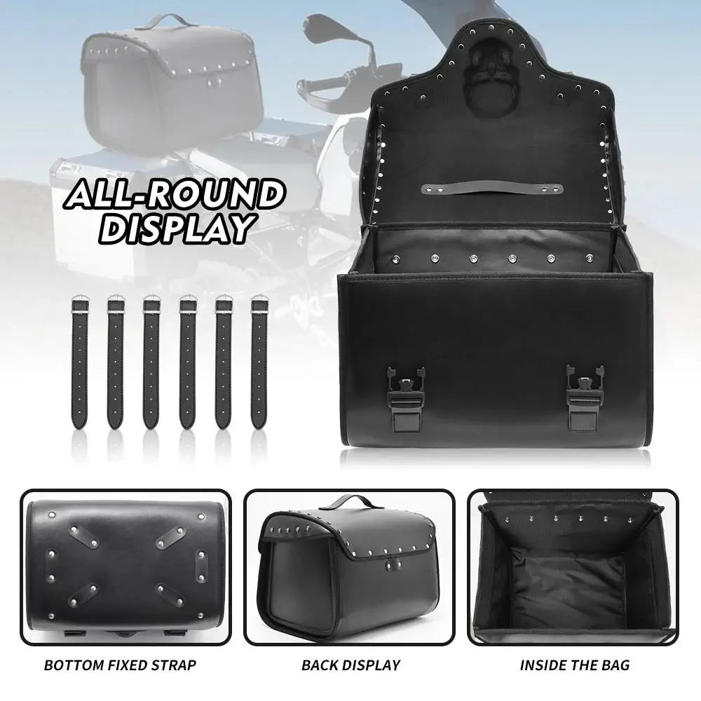 32L Studded PU Leather Motorcycle Tail Bag, Waterproof - image 5