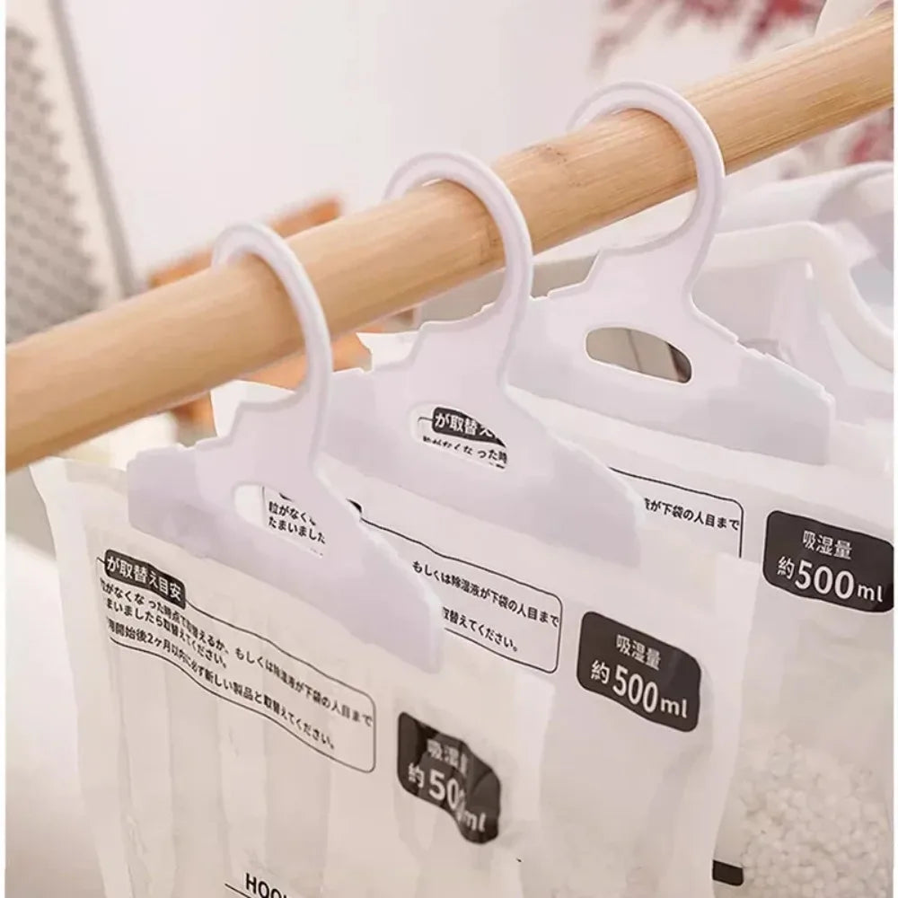 Hanging dehumidifier bag, 500ml moisture absorber for closets and cabinets