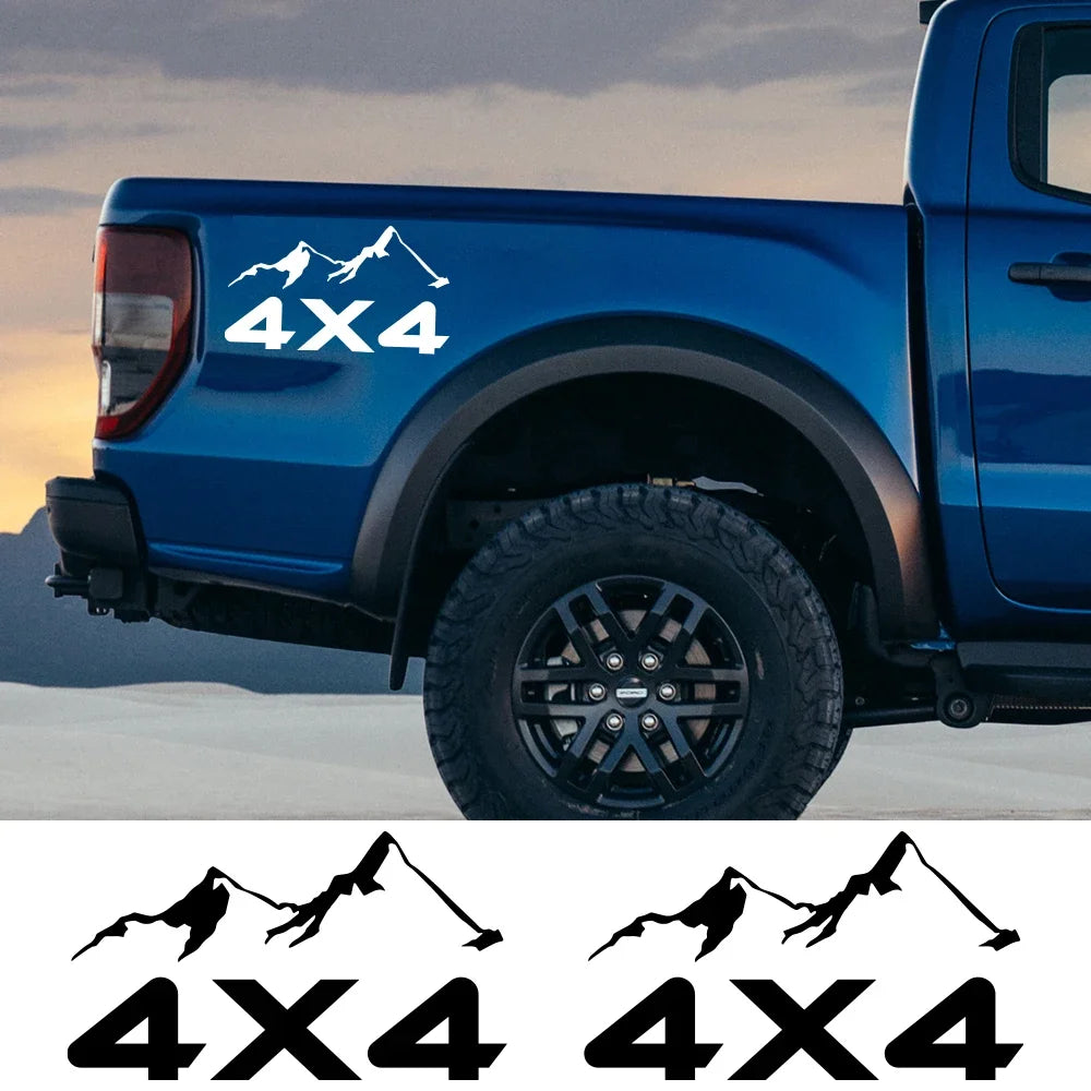 4x4 Mountain Pickup Truck Vinyl Decal for Bed and Body Sides