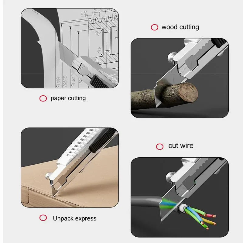 WEELEE Imitation Aluminum Alloy Retractable Utility Knife Heavy Duty Box Cutter Art Knife for Home Office Craft Use