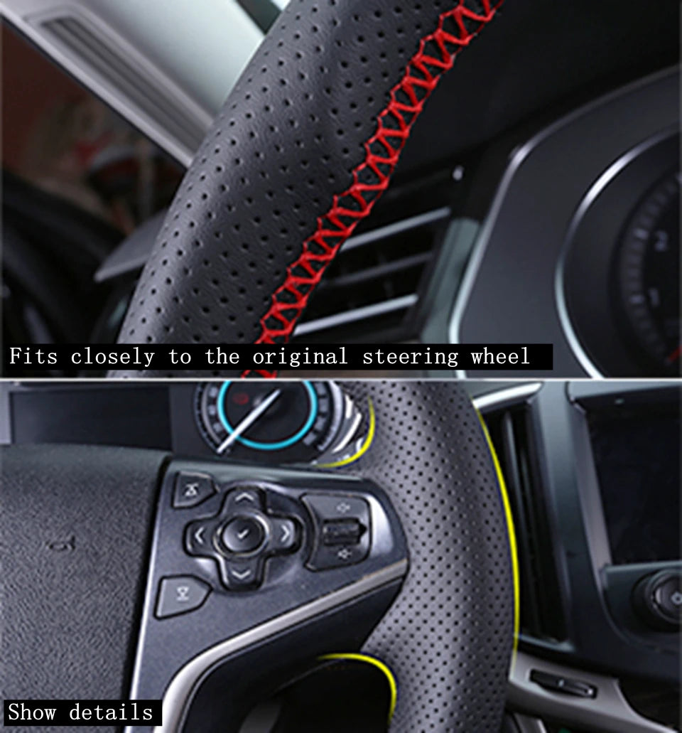 Genuine Leather Steering Wheel Cover for Chevy Silverado & GMC Sierra - image 9