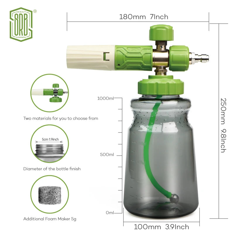 Foam Cannon, Car Foam Blaster Wide Neck Adjustable Snow Foam Lance and Thick Foam for Pressure Washer with 1/4" Quick Connector