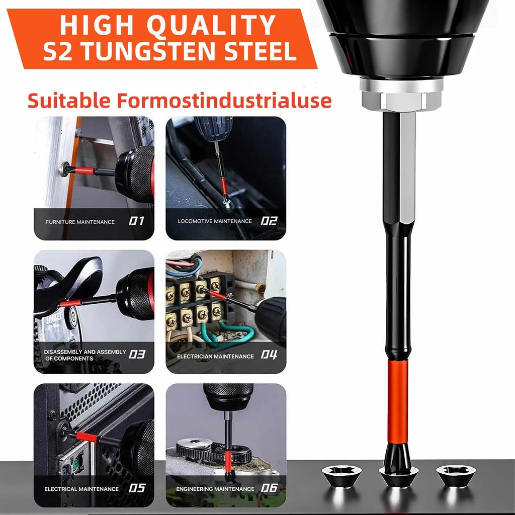 Anti Slip Bits Magnetic Screwdriver Bit Set S2 Alloy Steel Impact Resistance Bits-3/6/12Pcs Suitable for Electric Drills