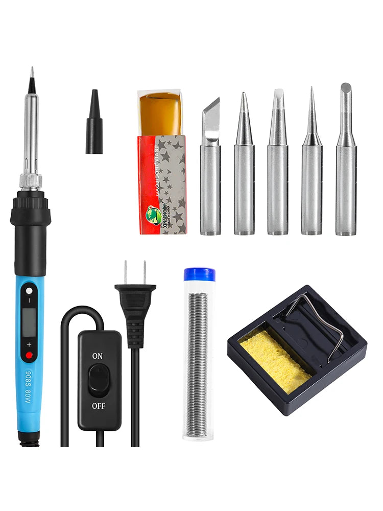 80W LCD Digital Soldering Iron Kit, Adjustable Temperature, with Switch