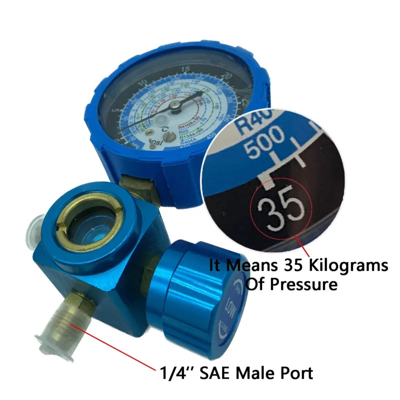 Refrigerants Manifold Gauge 500psi/800psi A/C Diagnostic Refrigerant Charging Tool for R22/R410A/R134A/R404A with Visual Mirror