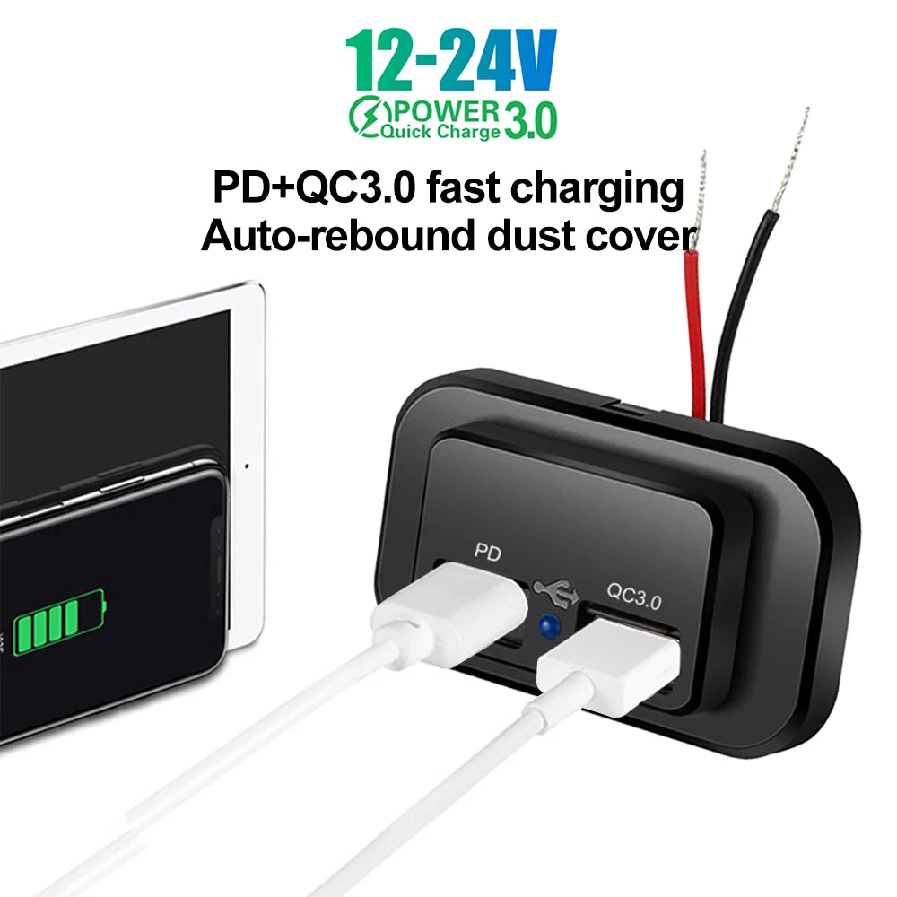 Dual USB Car Charger Socket 12V/24V Fast Charging with LED - image 2