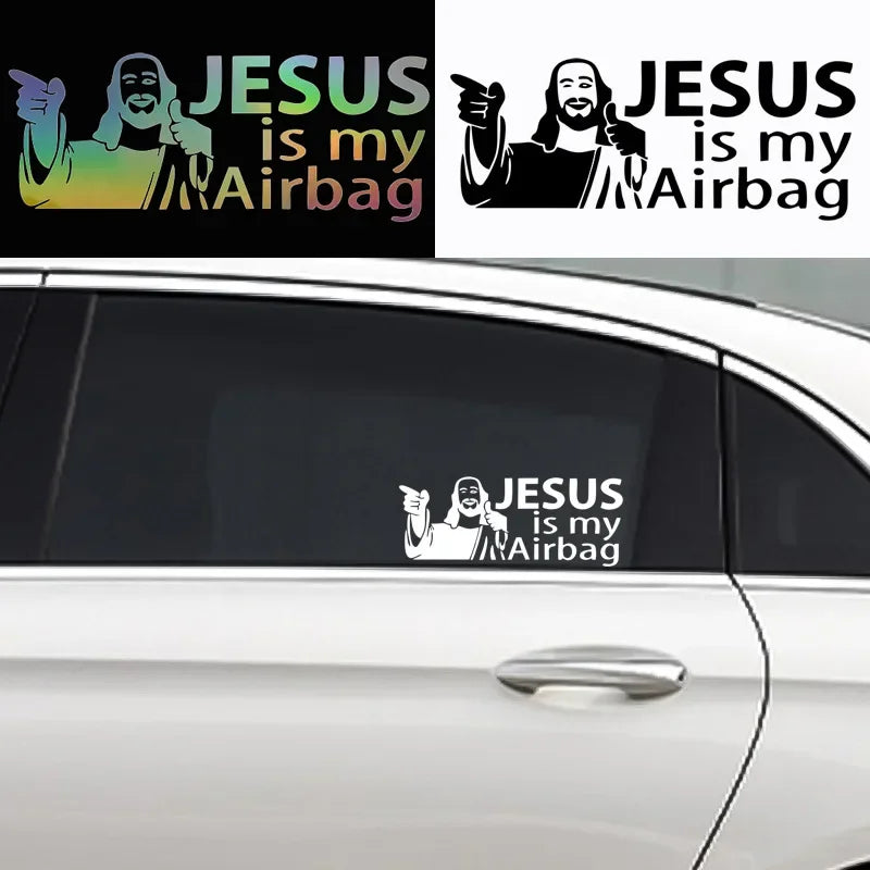 Jesus Is My Airbag Funny Car Sticker, Bumper and Window Decal - view 2