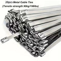 20pcs 10in Stainless Steel Zip Ties | Rustproof Heavy Duty Cable Ties for Automotive, Machinery, Outdoor