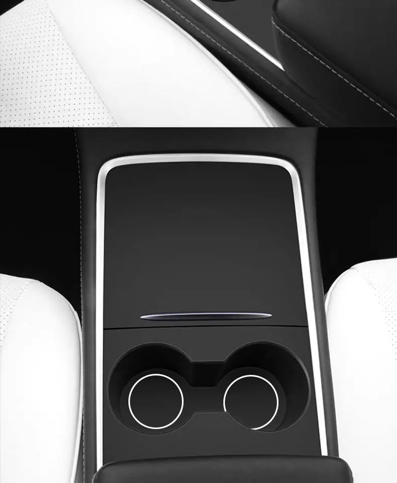 Wood Grain and Carbon Look Center Console Film for Tesla Model Y 2021-2023