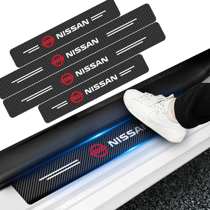 Carbon Fiber Texture Door Sill Sticker Set for Nissan Qashqai and X-Trail