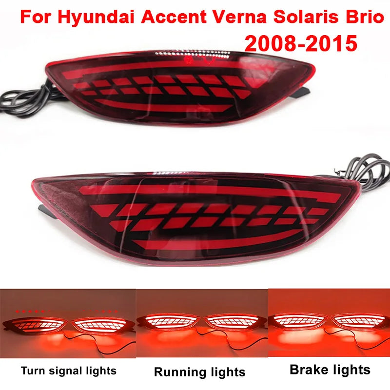 LED Rear Bumper Reflector Lights for Hyundai Accent 2008-2015