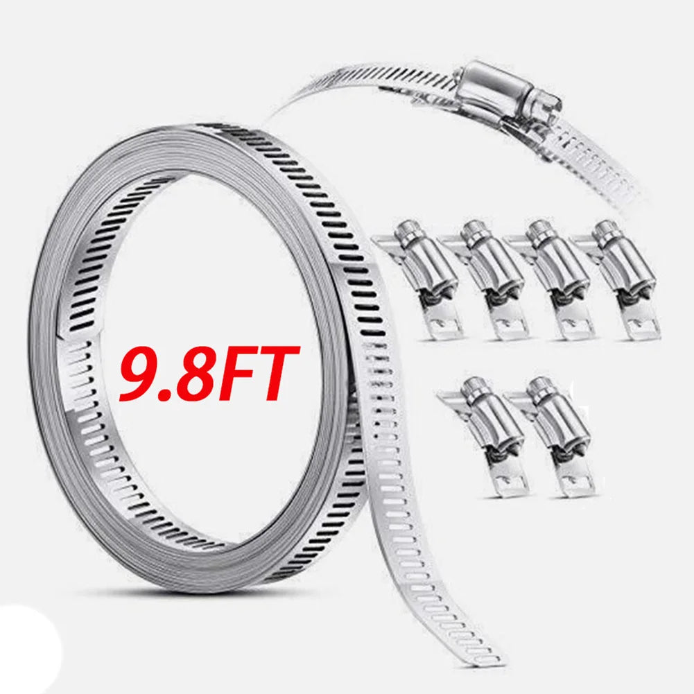 9.8ft Adjustable Worm Gear Hose Clamp Strap with Fasteners