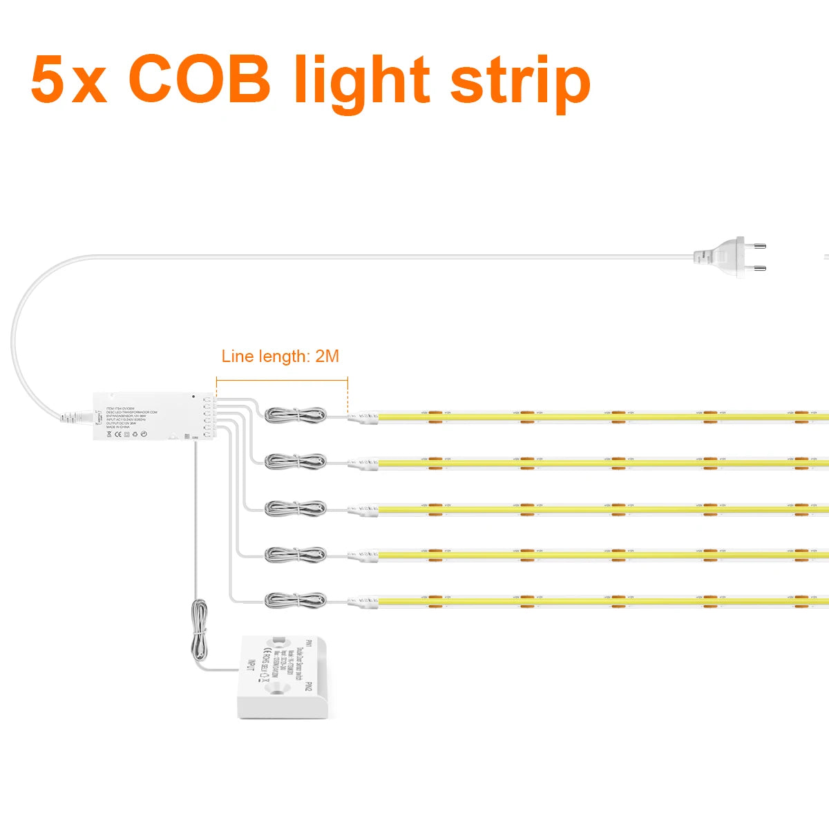 8mm COB LED Strip Light with Door Sensor Switch, 1–5m