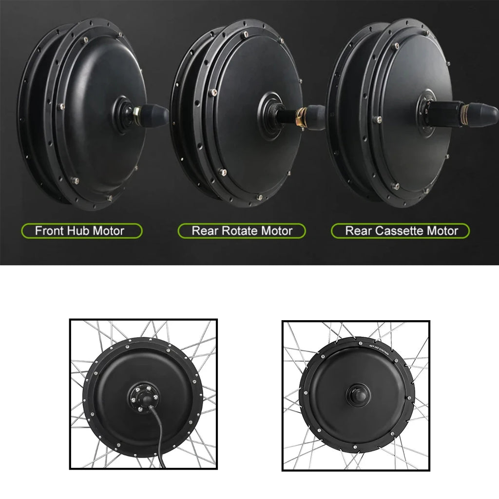 1500W E-bike Conversion Kit Hub Motor Brushless Gearless Hub Motor Kit Front Rear Motor Wheel for 20in-700C Rear Cassette Motor