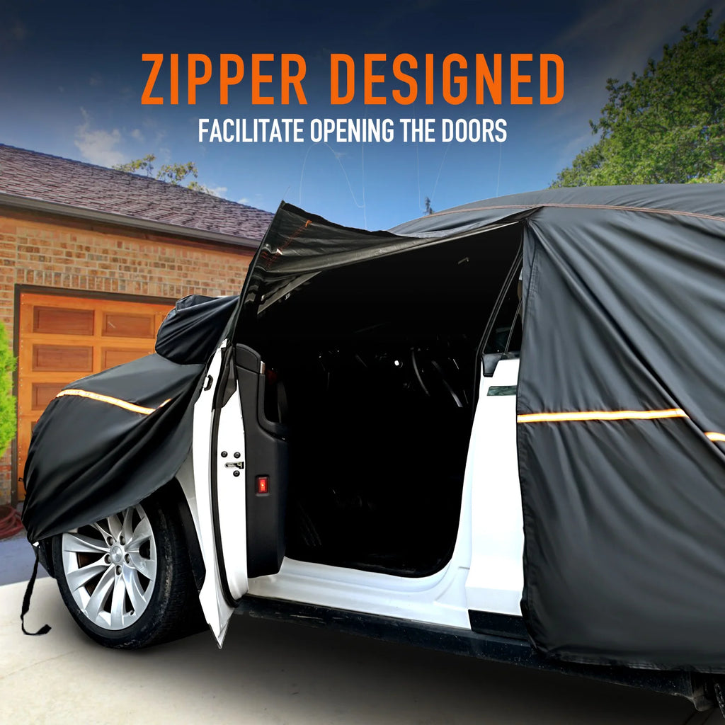 Black Sedan Car Cover with Wheel Straps, XL and XXL
