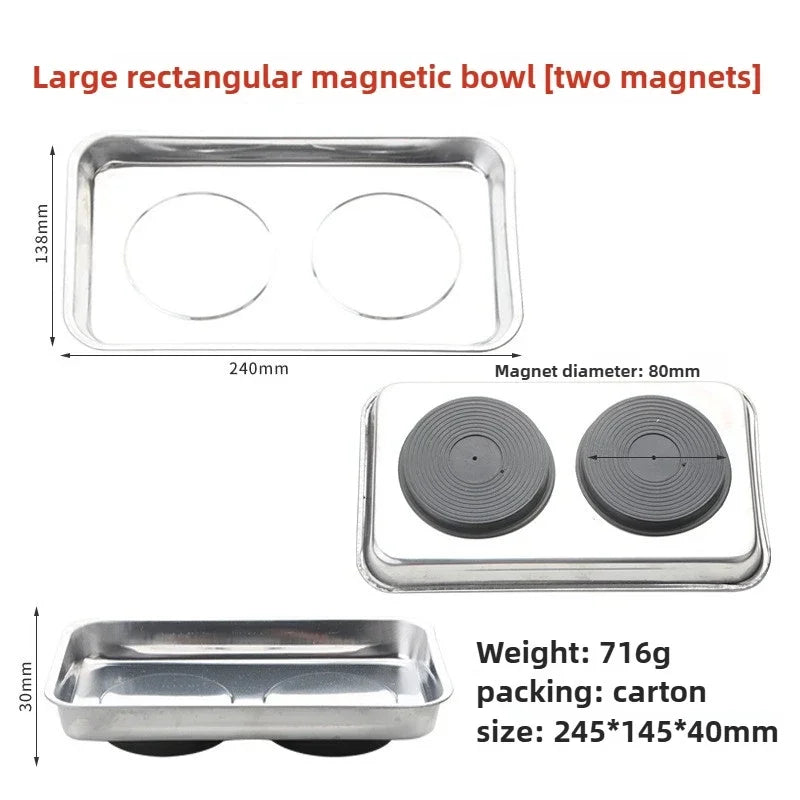 Square Magnetic Parts Bowl – Stainless Steel Workshop Tray
