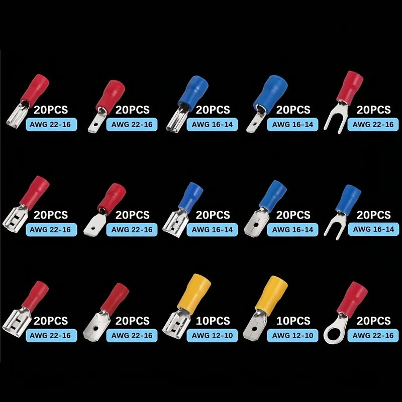280-Piece Assorted Crimp Terminal Kit – Insulated Connectors