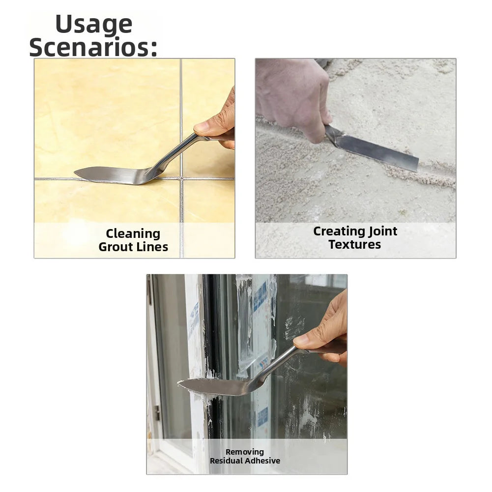 Double headed plastering trowel, stainless steel caulking and seam repair tool
