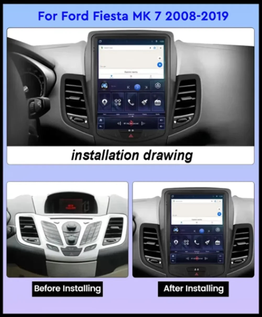 9.7 Inch Wireless CarPlay Android Radio for Ford Fiesta 2009-2017 - image 2